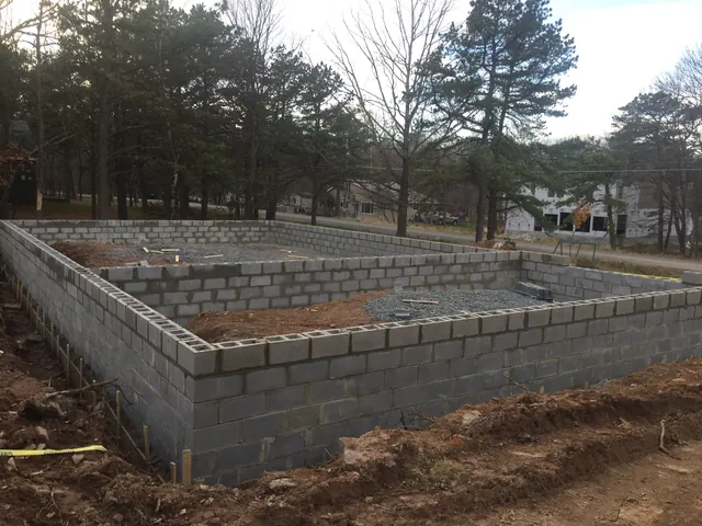 Concrete block foundation walls