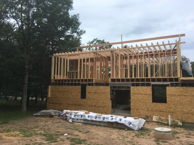 Wall framing on top of the first floor